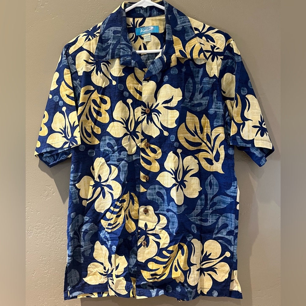Kai Clothing Short Sleeve Button Down Hawaiian Shirt Size Small